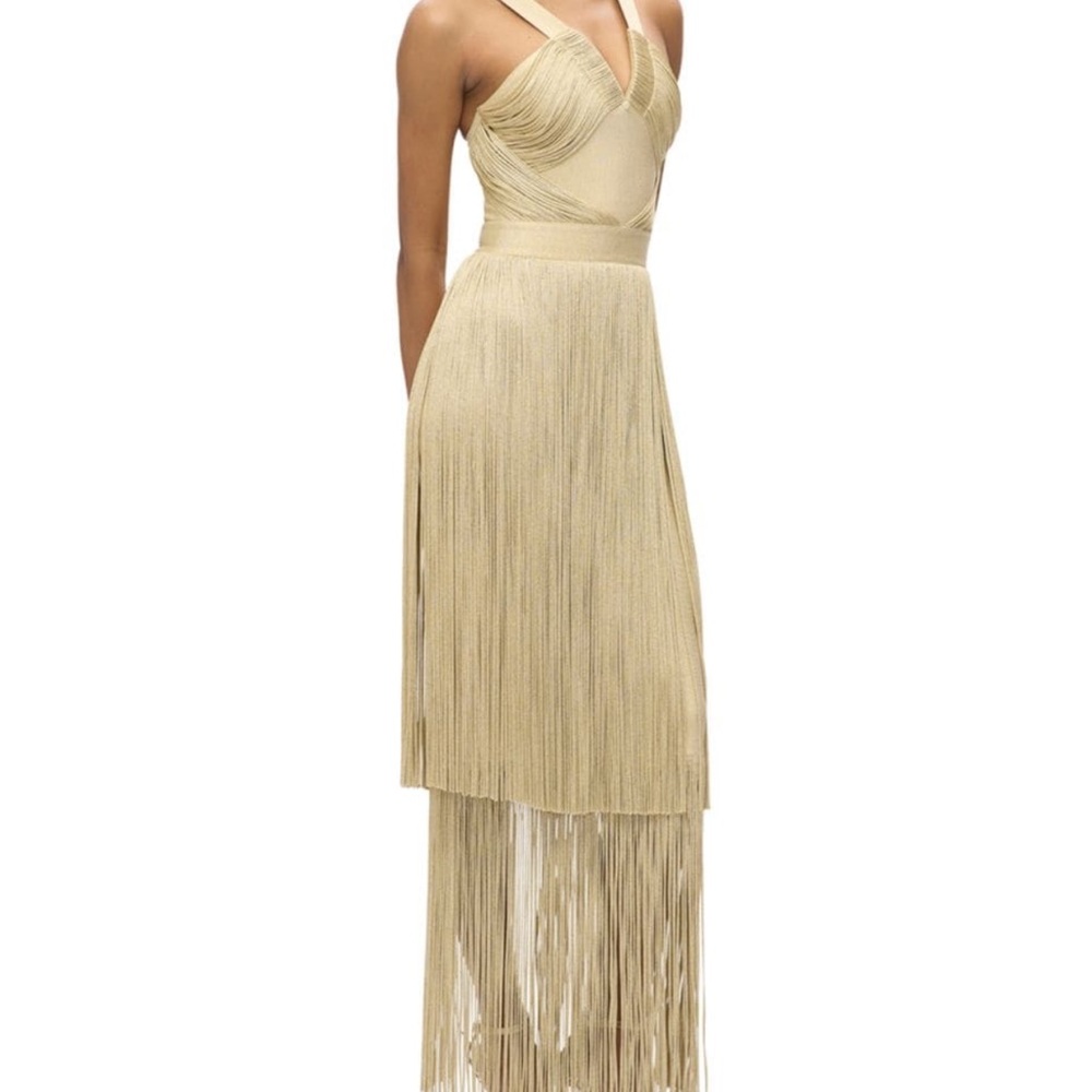 Herve Leger Strapless Gold Dress - Picture 2 of 5